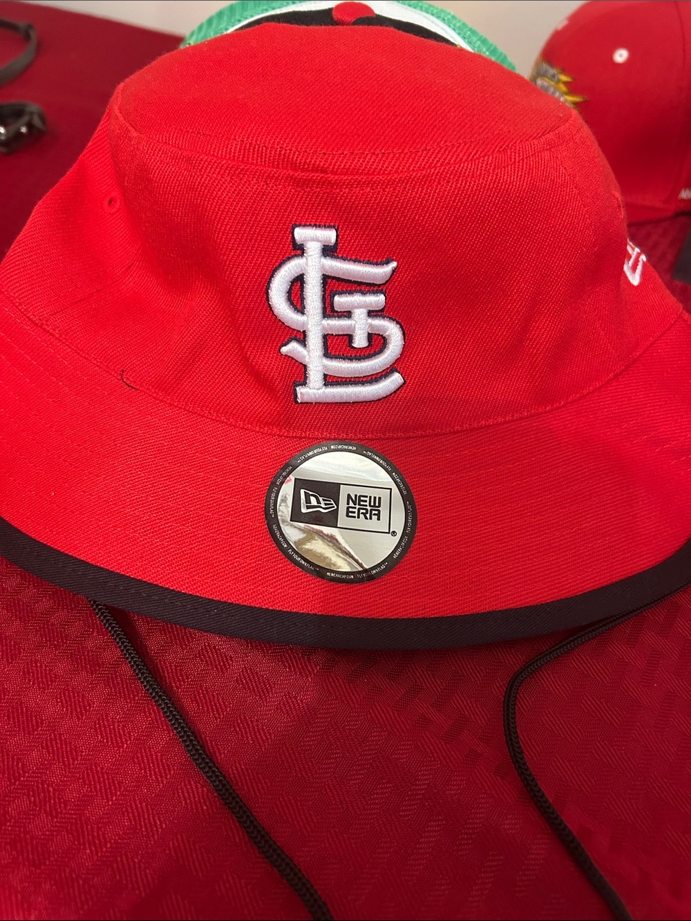 New Era Red St. Louis Cardinals Bucket Hat with Black Trim